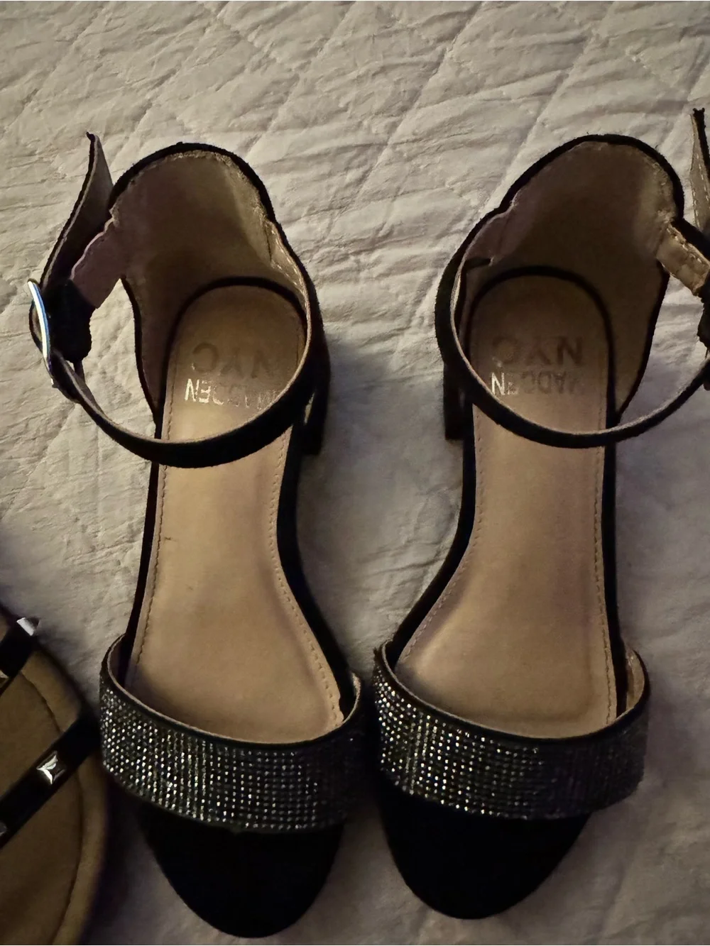 Set of 2 pair Black Girls' Dress Sandals with Studded Straps/heels